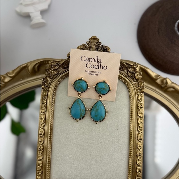 Camila Coelho Reconstituted Turquoise Drop Earrings - Picture 3 of 8
